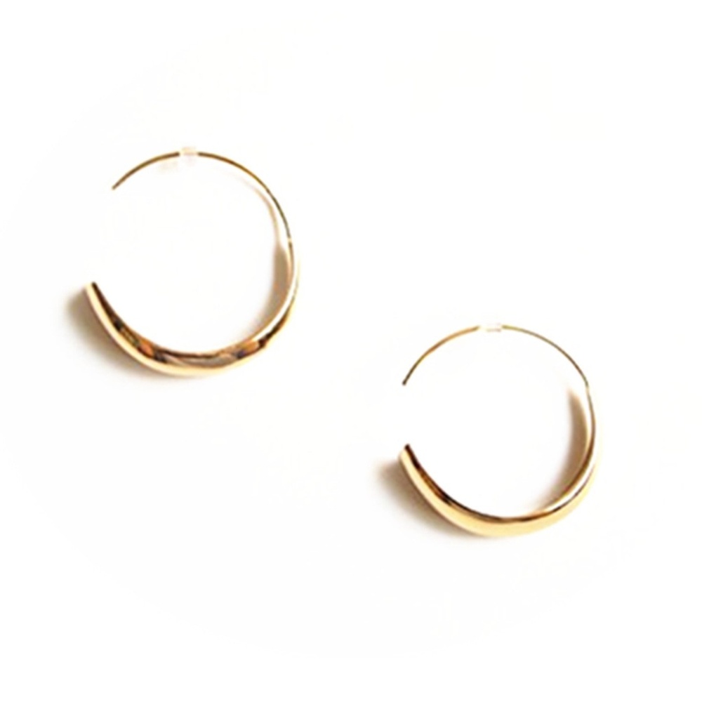 Stella & Dot | Modern Bronze Dome Hoop Earrings - Picture 7 of 8